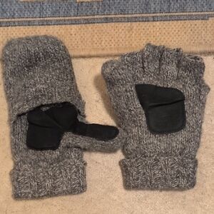 Gray Knit Convertible Mittens